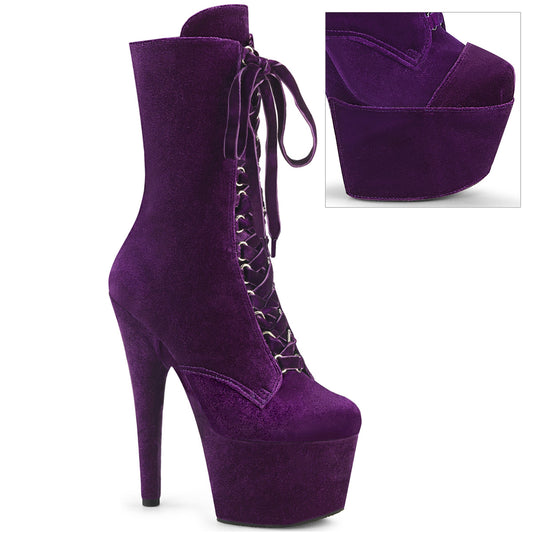 ADORE-1045VEL Pleaser Sexy Purple Velvet Exotic Dancing Ankle Boots