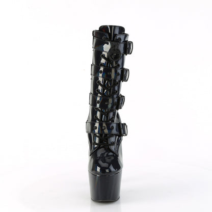 ADORE-1046 Pleaser Sexy Black Holographic Pole Dancing Mid-Calf Boots