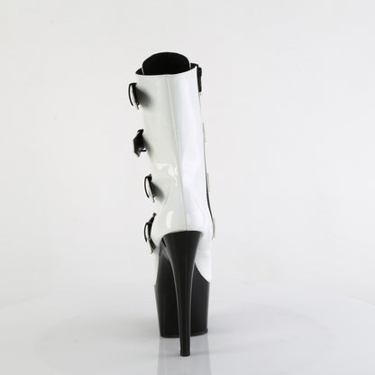 ADORE-1046TT Pleaser Sexy White Holographic Buckle Detail Mid-Calf Boots