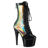 ADORE-1047 Pleaser Sexy Black Holographic Design Lace Up Boots