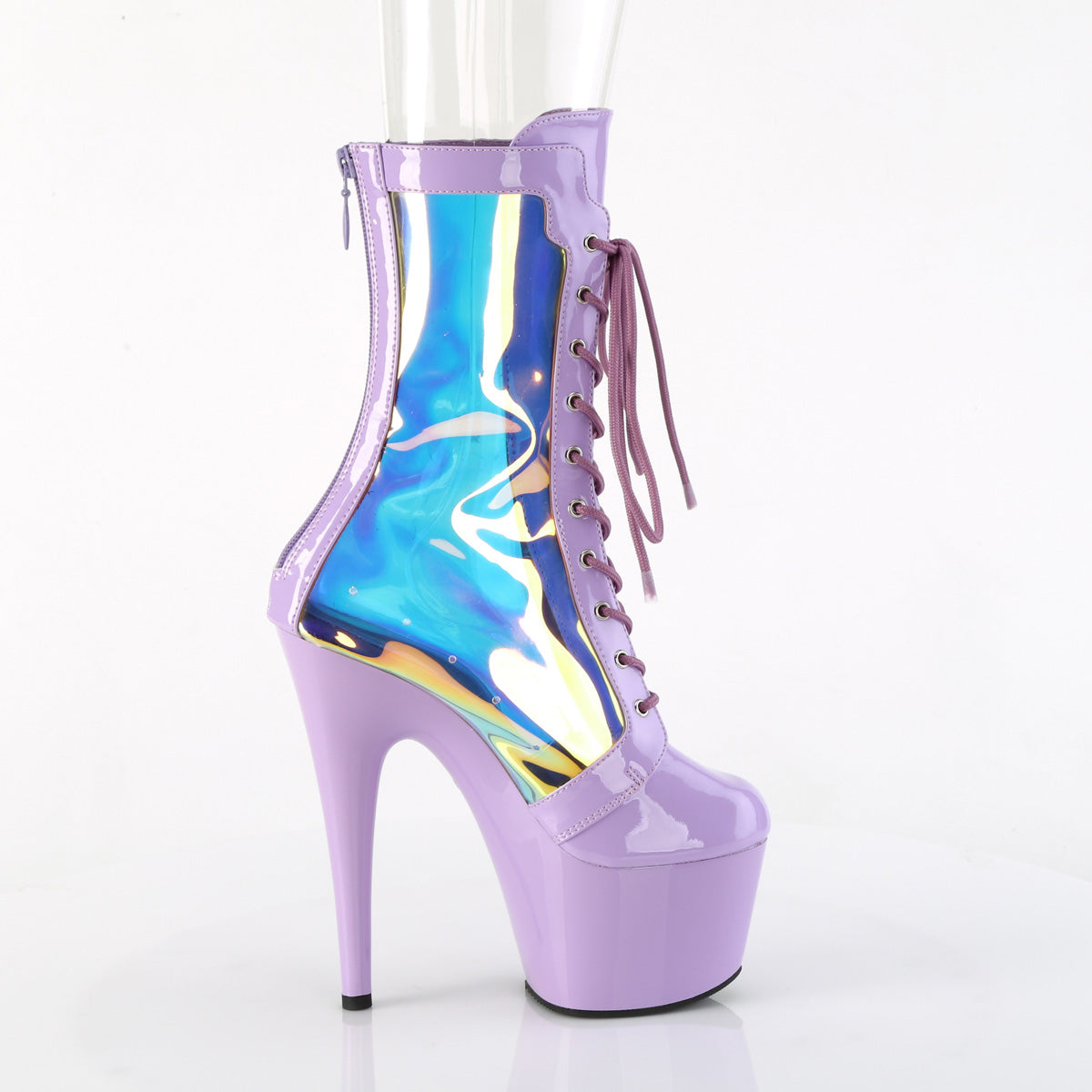 ADORE-1047 Pleaser Purple Pole Dancing Holographic Ankle Boots