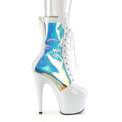 ADORE-1047 Pleaser White Pole Dancing Holographic Ankle Boots