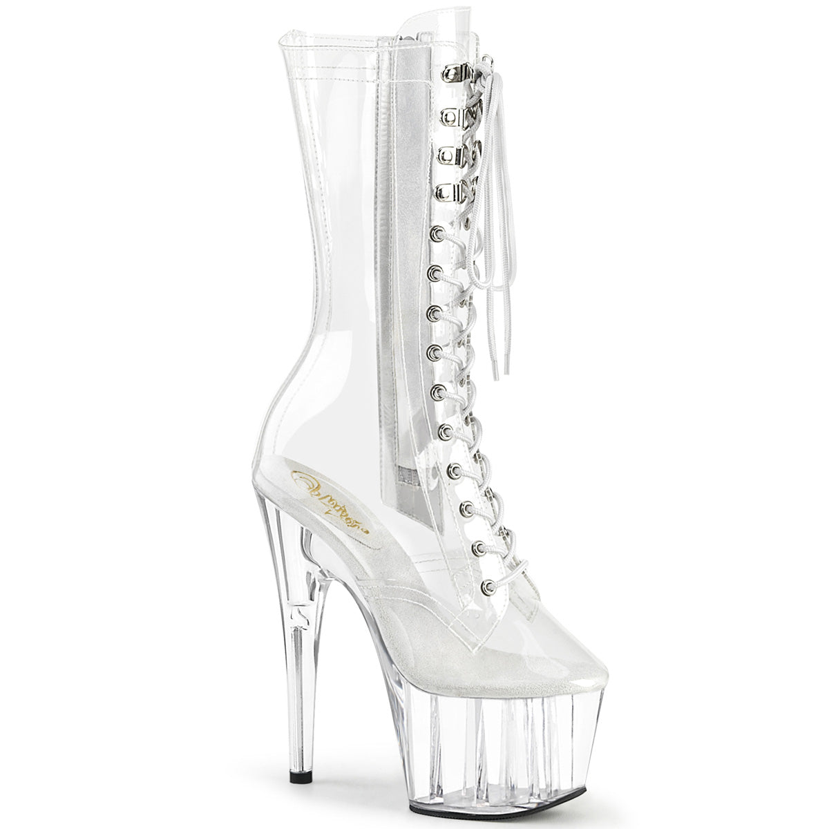 ADORE-1050C Pleaser Clear Exotic Dancing Transparent Mid-Calf Boots
