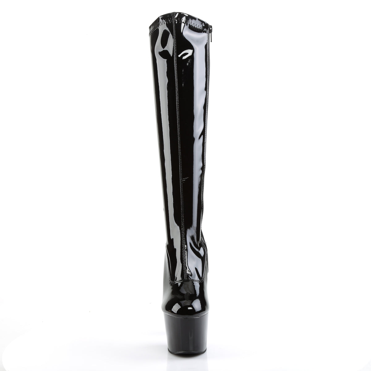 ADORE-2000 7 Inch Black Stretch Patent Pole Dancer Knee High-Pleaser- Sexy Shoes Alternative Footwear