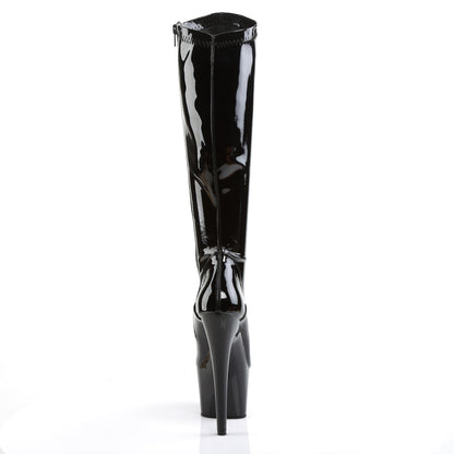 ADORE-2000 7 Inch Black Stretch Patent Pole Dancer Knee High-Pleaser- Sexy Shoes Fetish Footwear