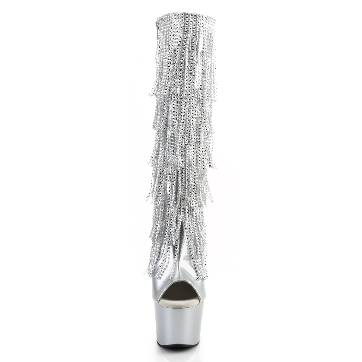 ADORE-2024RSF Pleasers 7" Heel Silver Pole Dancer Knee Highs-Pleaser- Sexy Shoes Alternative Footwear