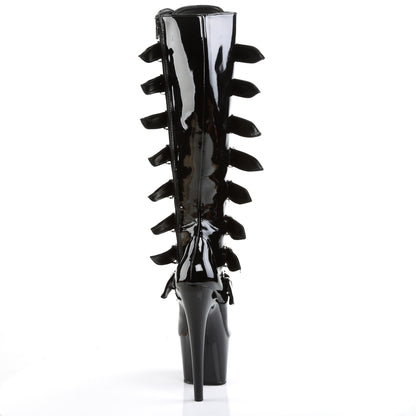 ADORE-2043 7 Inch Heel Black Patent Pole Dancing Knee Highs-Pleaser- Sexy Shoes Fetish Footwear