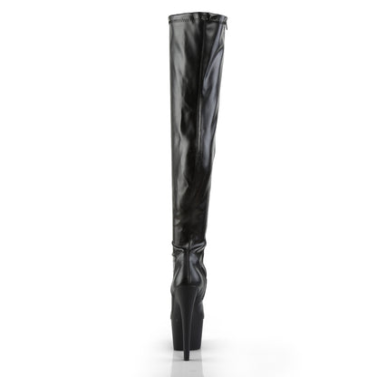 ADORE-3000 Pleaser 7 Inch Heel Black Pole Dancer Thigh Highs-Pleaser- Sexy Shoes Fetish Footwear