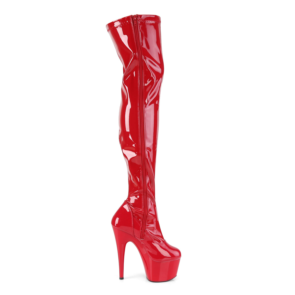 ADORE-3000 Pleaser 7 Inch Heel Red Pole Dancing Thigh Highs-Pleaser- Sexy Shoes Fetish Heels