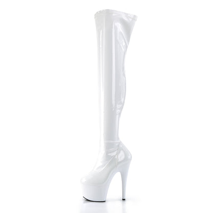 ADORE-3000 7 Inch Heel White Patent Pole Dancing Thigh Highs-Pleaser- Sexy Shoes Pole Dance Heels