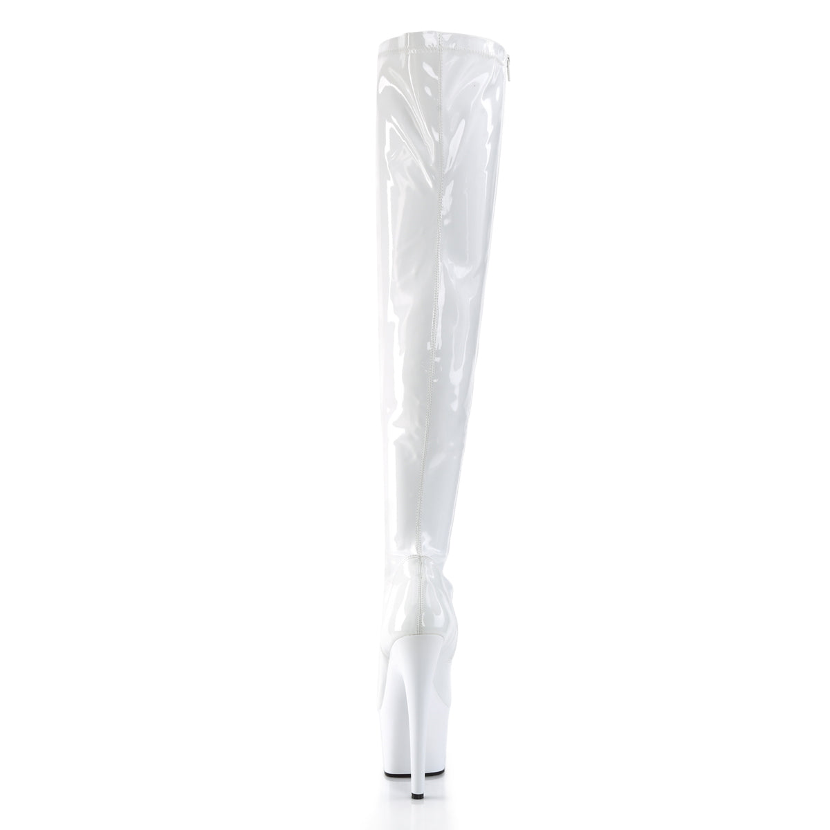 ADORE-3000 7 Inch Heel White Patent Pole Dancing Thigh Highs-Pleaser- Sexy Shoes Fetish Footwear
