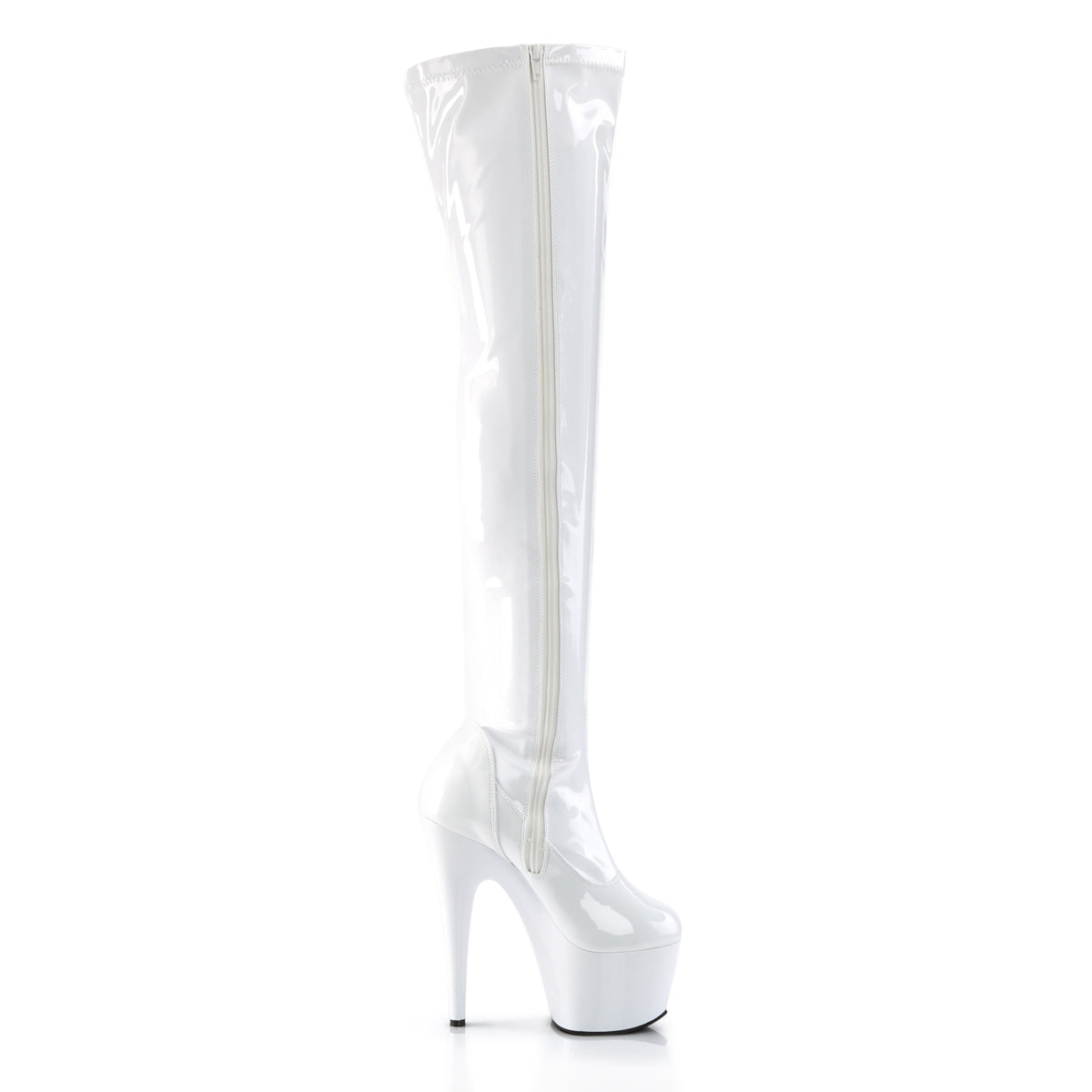 ADORE-3000 7 Inch Heel White Patent Pole Dancing Thigh Highs-Pleaser- Sexy Shoes Fetish Heels