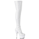 White 7 Inch Pole Dance Thigh Boots -  Pleaser ADORE-3000