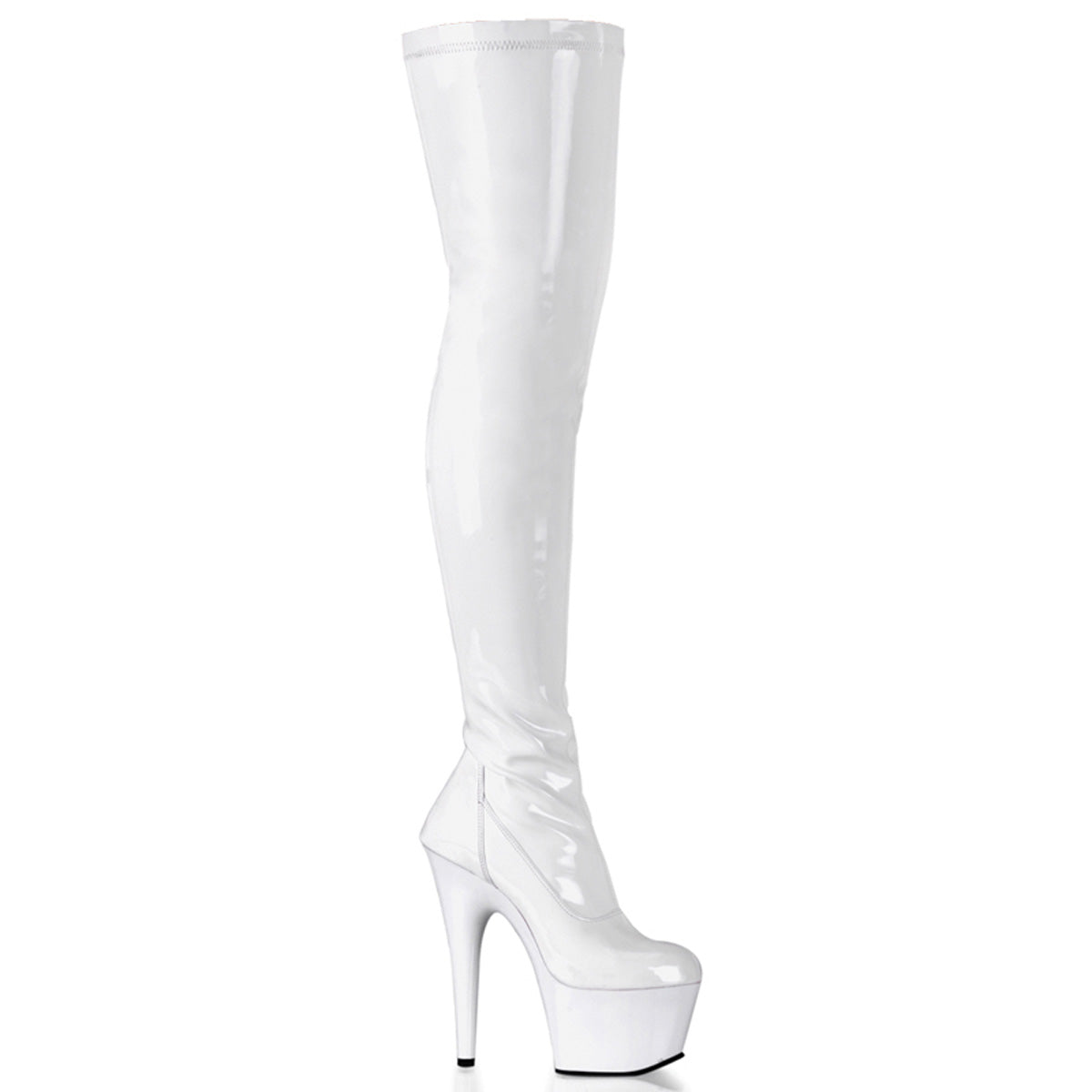 ADORE-3000 7 Inch Heel White Patent Pole Dancing Thigh Highs-Pleaser- Sexy Shoes