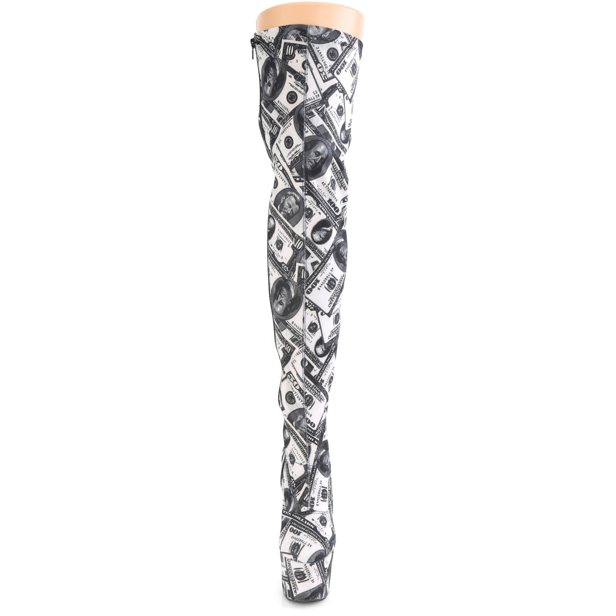 ADORE-3000DP 7" Heel White & Black Pole Dancing Thigh Highs-Pleaser- Sexy Shoes Alternative Footwear