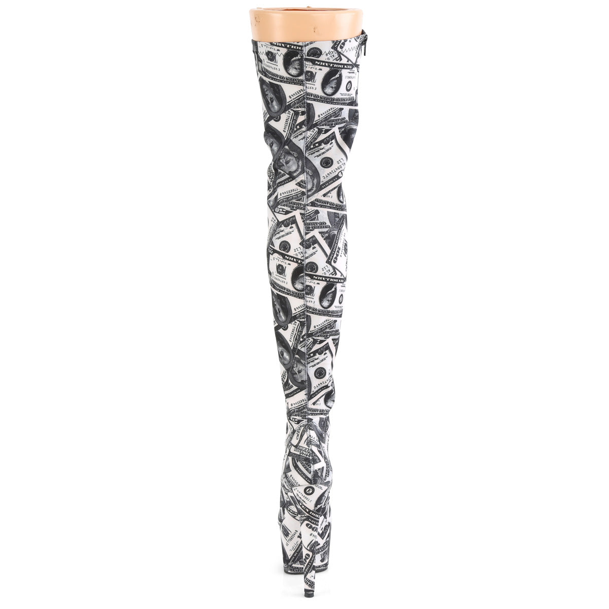 ADORE-3000DP 7" Heel White & Black Pole Dancing Thigh Highs-Pleaser- Sexy Shoes Fetish Footwear