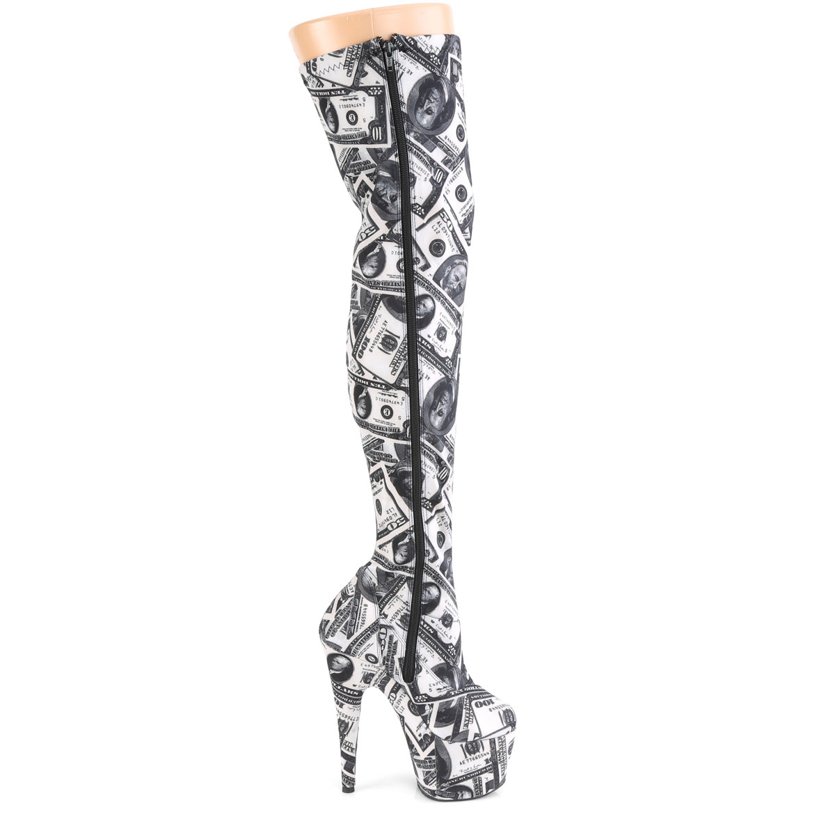 ADORE-3000DP 7" Heel White & Black Pole Dancing Thigh Highs-Pleaser- Sexy Shoes Fetish Heels