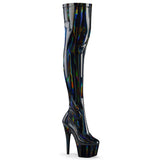 Black Holo 7 Inch Exotic Dance Thigh Boots -  Pleaser ADORE-3000HWR