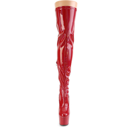ADORE-3000HWR Pleaser 7" Heel Red Pole Dancing Thigh Highs-Pleaser- Sexy Shoes Alternative Footwear