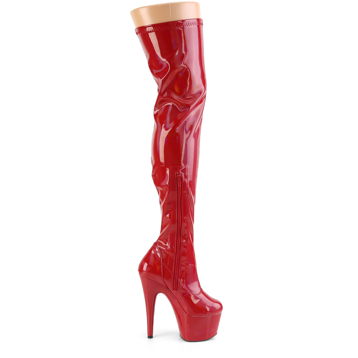 ADORE-3000HWR Pleaser 7" Heel Red Pole Dancing Thigh Highs-Pleaser- Sexy Shoes Fetish Heels