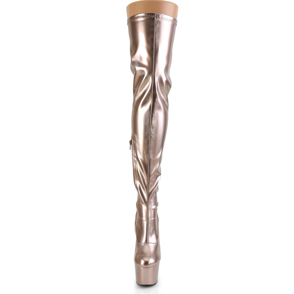 ADORE-3000HWR 7" Heel Rose Gold Holo Pole Dancer Thigh Highs-Pleaser- Sexy Shoes Alternative Footwear