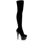 Black Velvet 7 Inch Dancing Platform Thigh Boots -  Pleaser ADORE-3002