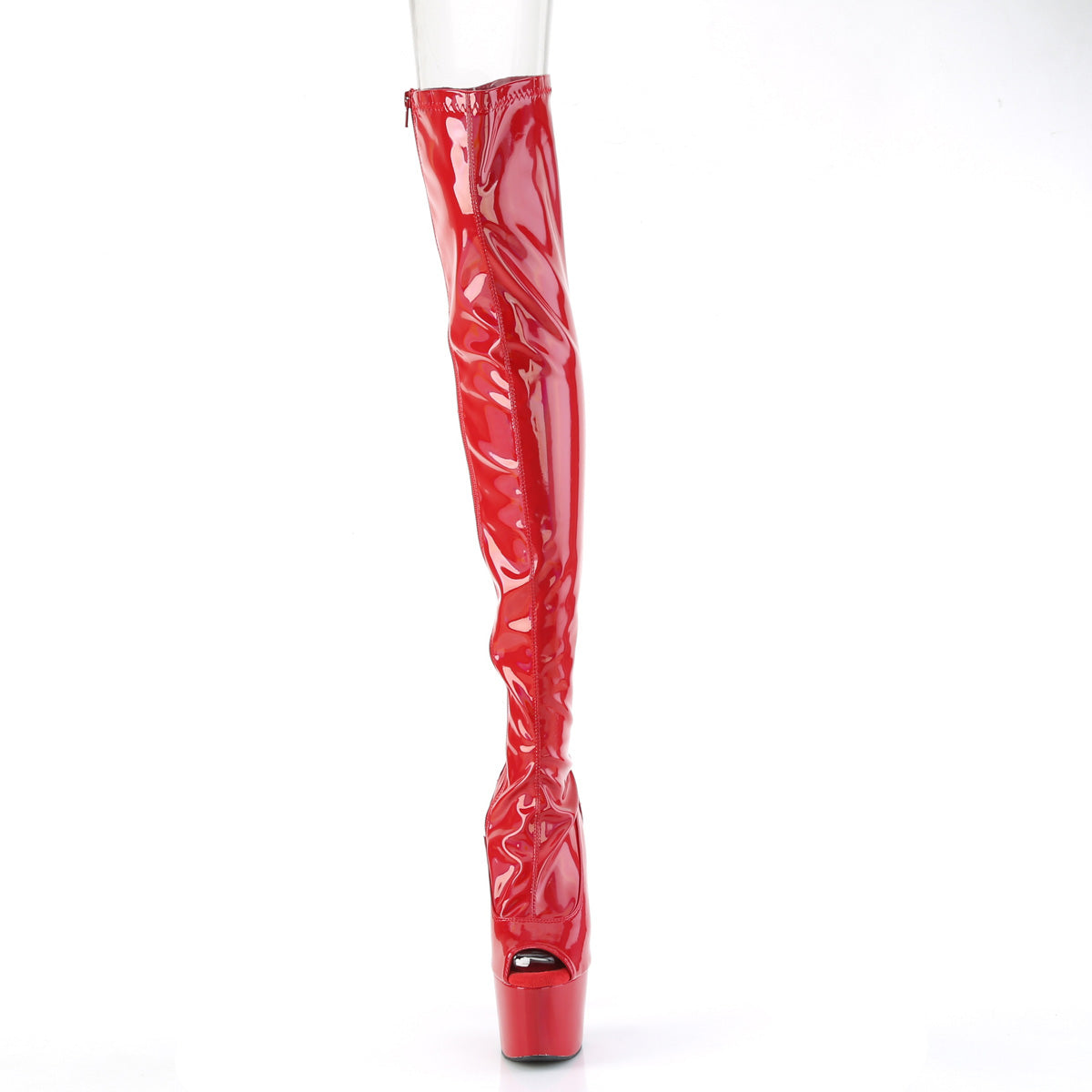 ADORE-3011HWR Pleaser Red Holographic Exotic Dancing Thigh High Boots