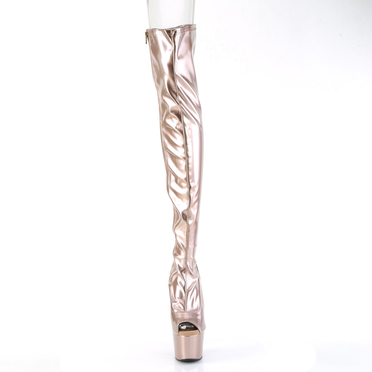 ADORE-3011HWR Pleaser Rose Gold Holographic Exotic Dancing Thigh High Boots