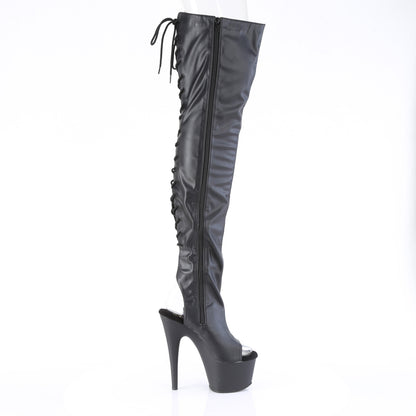 ADORE-3017 Pleaser Black Peep Toe Fetish Pole Dancing Thigh High Boots