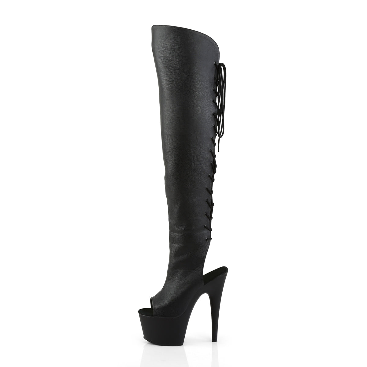 ADORE-3019 7" Heel Black Pole Dancing Thigh High Boots-Pleaser- Sexy Shoes Pole Dance Heels