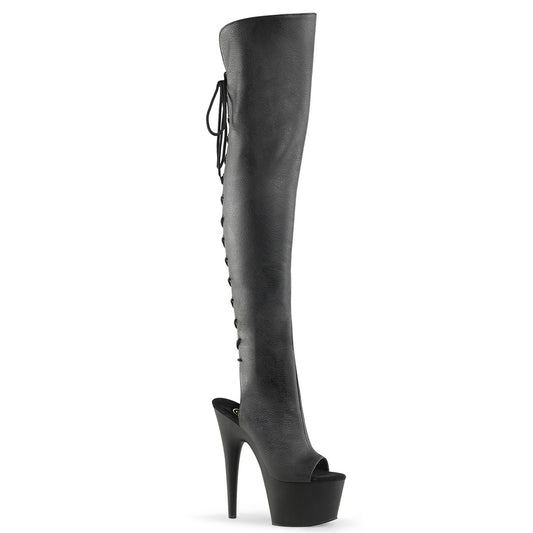 ADORE-3019 7" Heel Black Pole Dancing Thigh High Boots-Pleaser- Sexy Shoes