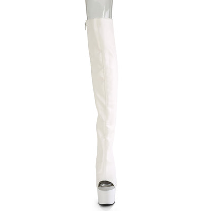 ADORE-3019 Pleaser White Faux Leather Exotic Dancing Thigh High Boots