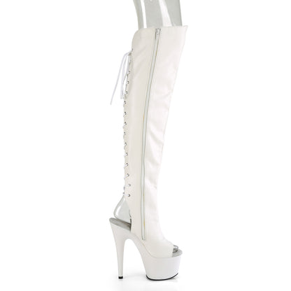ADORE-3019 Pleaser White Faux Leather Exotic Dancing Thigh High Boots