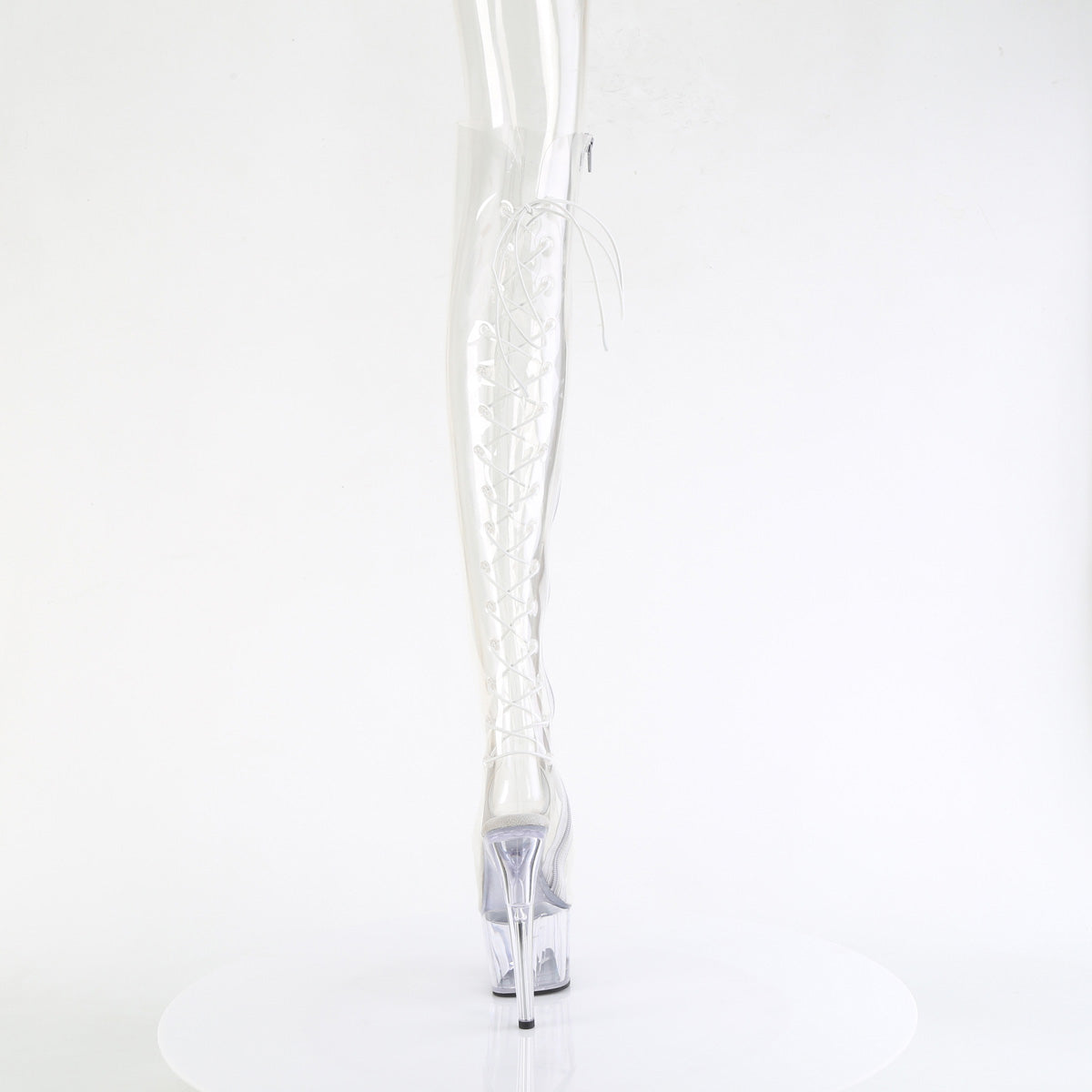 ADORE-3019C Pleaser 7 Inch Clear Transparent Pole Dancing Thigh High Boots