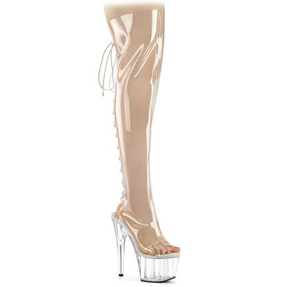 ADORE-3019C Pleaser 7 Inch Clear Transparent Pole Dancing Thigh High Boots