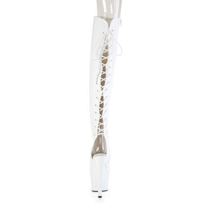 ADORE-3019HWR Pleaser White Holographic Pole Dancing Thigh High Boots