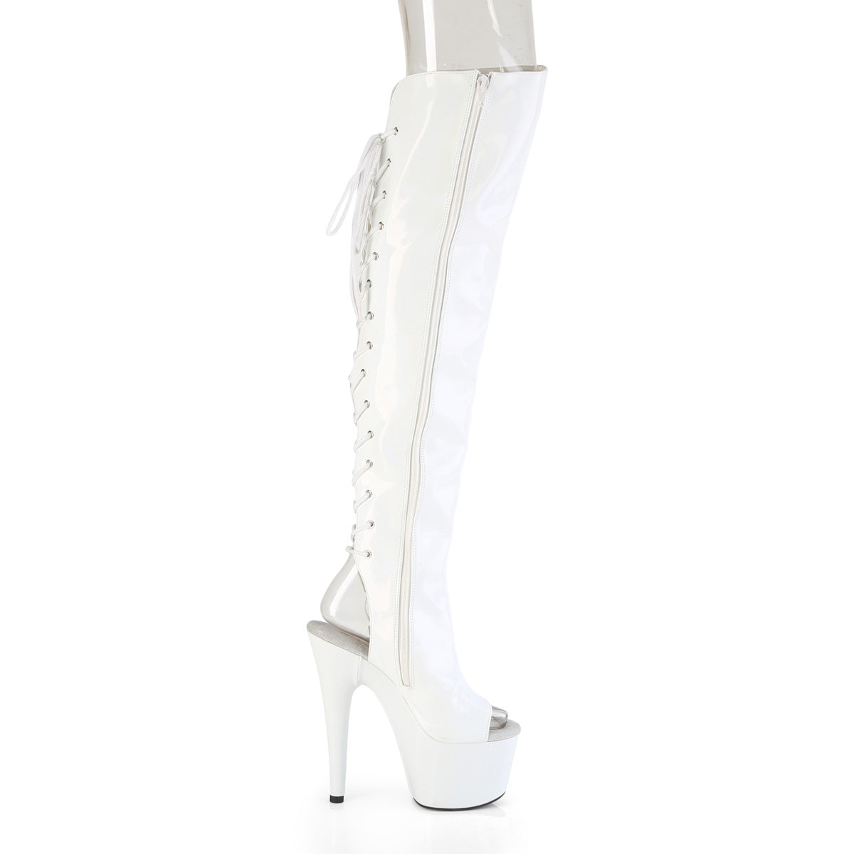 ADORE-3019HWR Pleaser White Holographic Pole Dancing Thigh High Boots