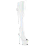 ADORE-3019HWR Pleaser White Holographic Pole Dancing Thigh High Boots