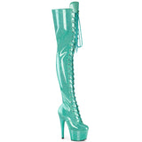 ADORE-3020GP Pleaser Aqua Glitter Pleaser Pole Dancing Thigh High Boots