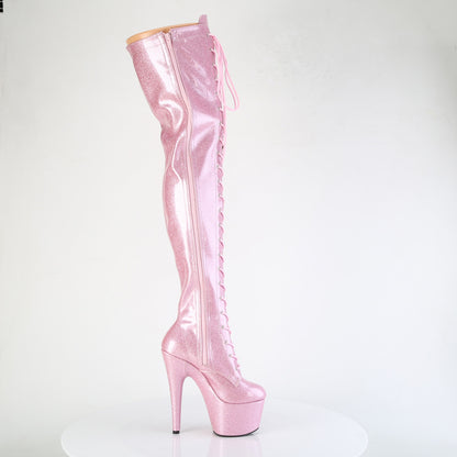 ADORE-3020GP Pleaser Pole Dancing Pink Glitter Thigh High Boots