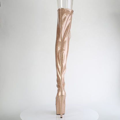 ADORE-3021GP Pleaser Gold Glitter Thigh High Pole Dancing Boots