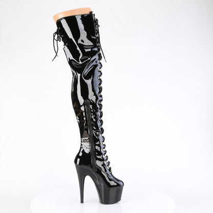 ADORE-3022 Pleaser Fesh Black Patent Exotic Dancing Thigh High Boots