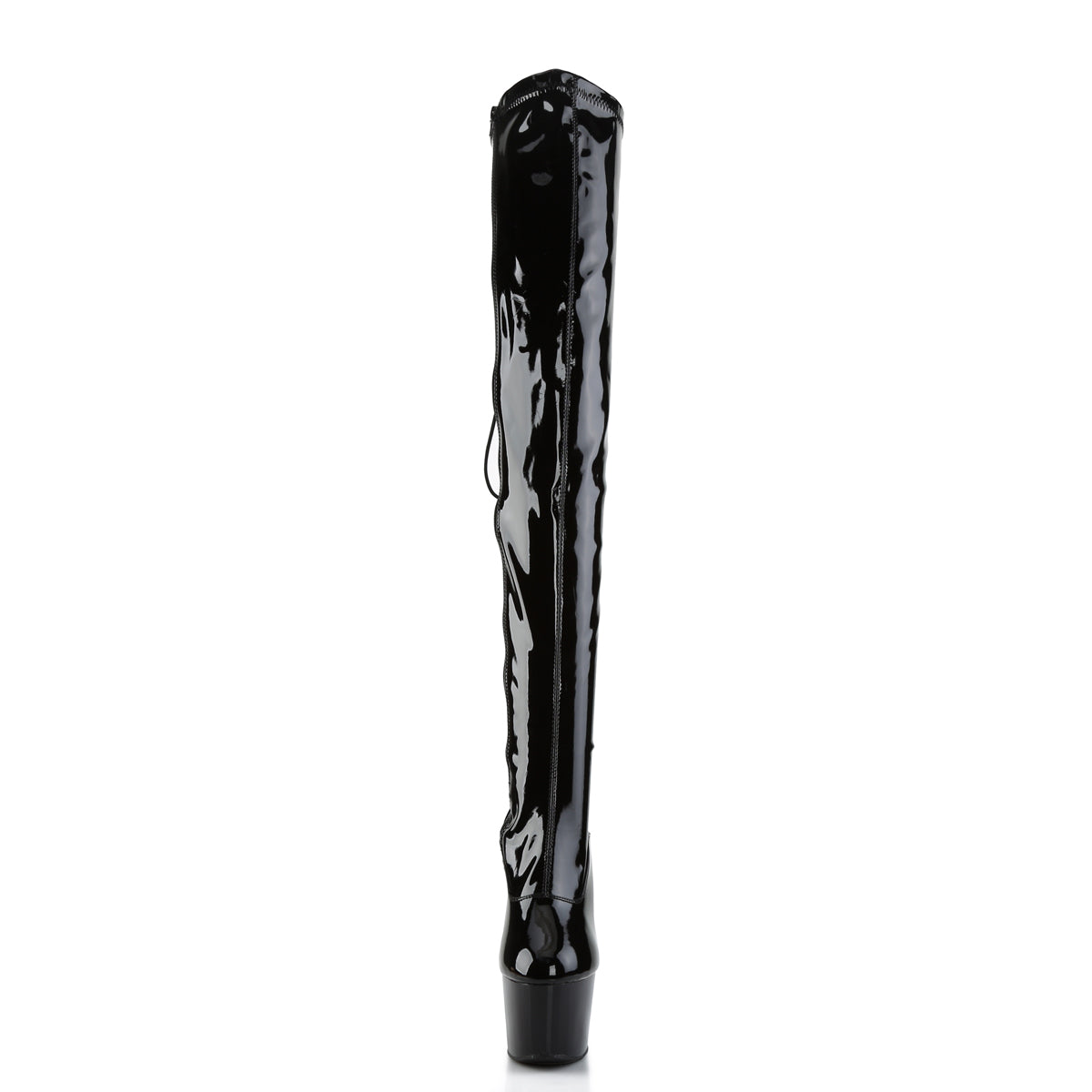 ADORE-3063 7" Black Stretch Patent Pole Dancer Kinky Boots-Pleaser- Sexy Shoes Alternative Footwear