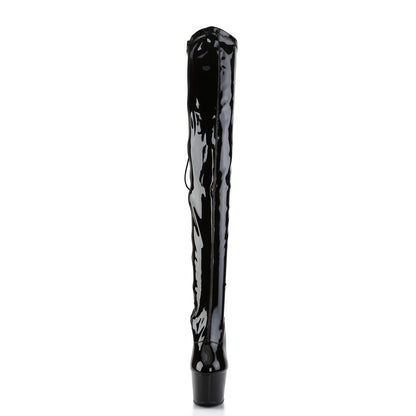 ADORE-3063 7" Black Stretch Patent Pole Dancer Kinky Boots-Pleaser- Sexy Shoes Alternative Footwear