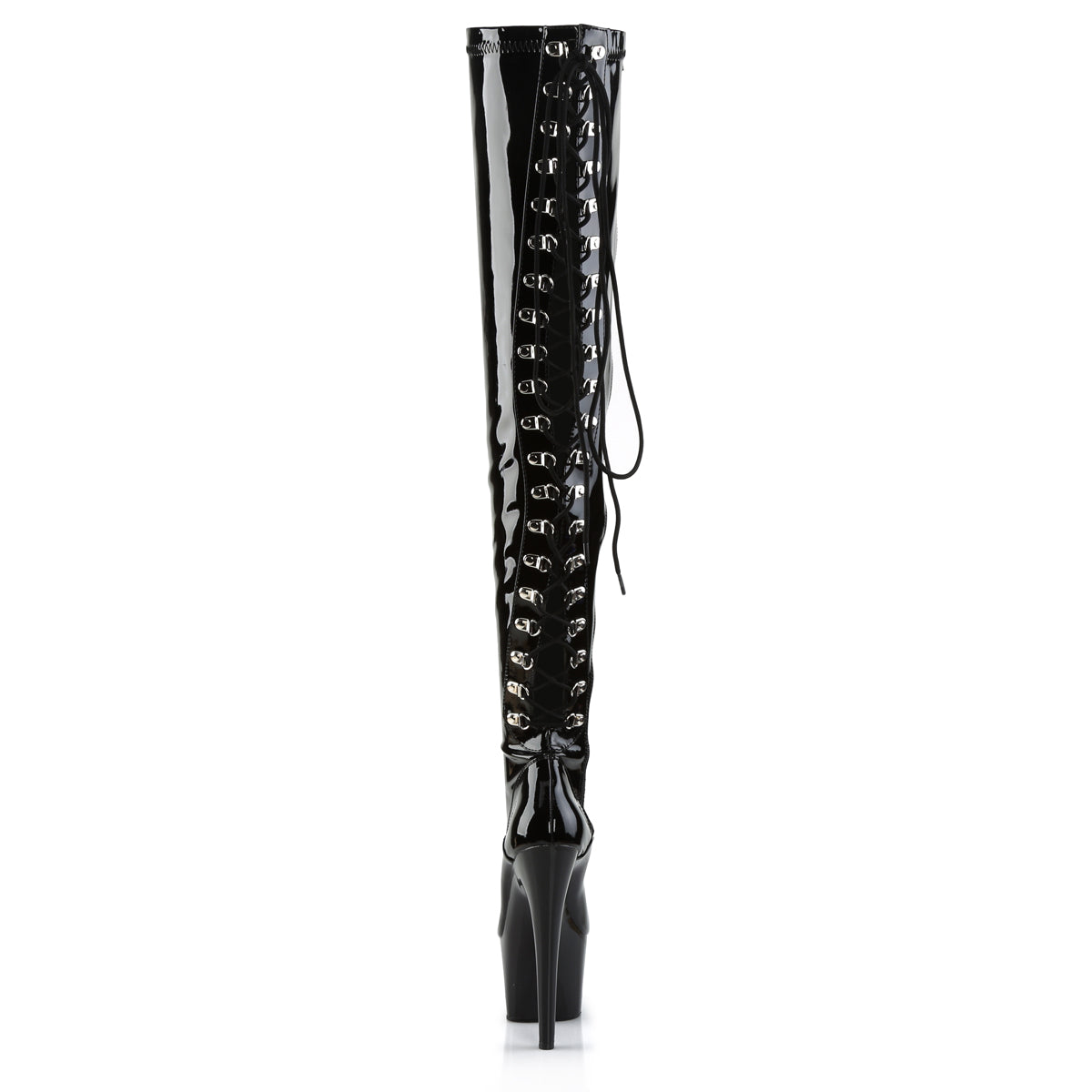 ADORE-3063 7" Black Stretch Patent Pole Dancer Kinky Boots-Pleaser- Sexy Shoes Fetish Footwear