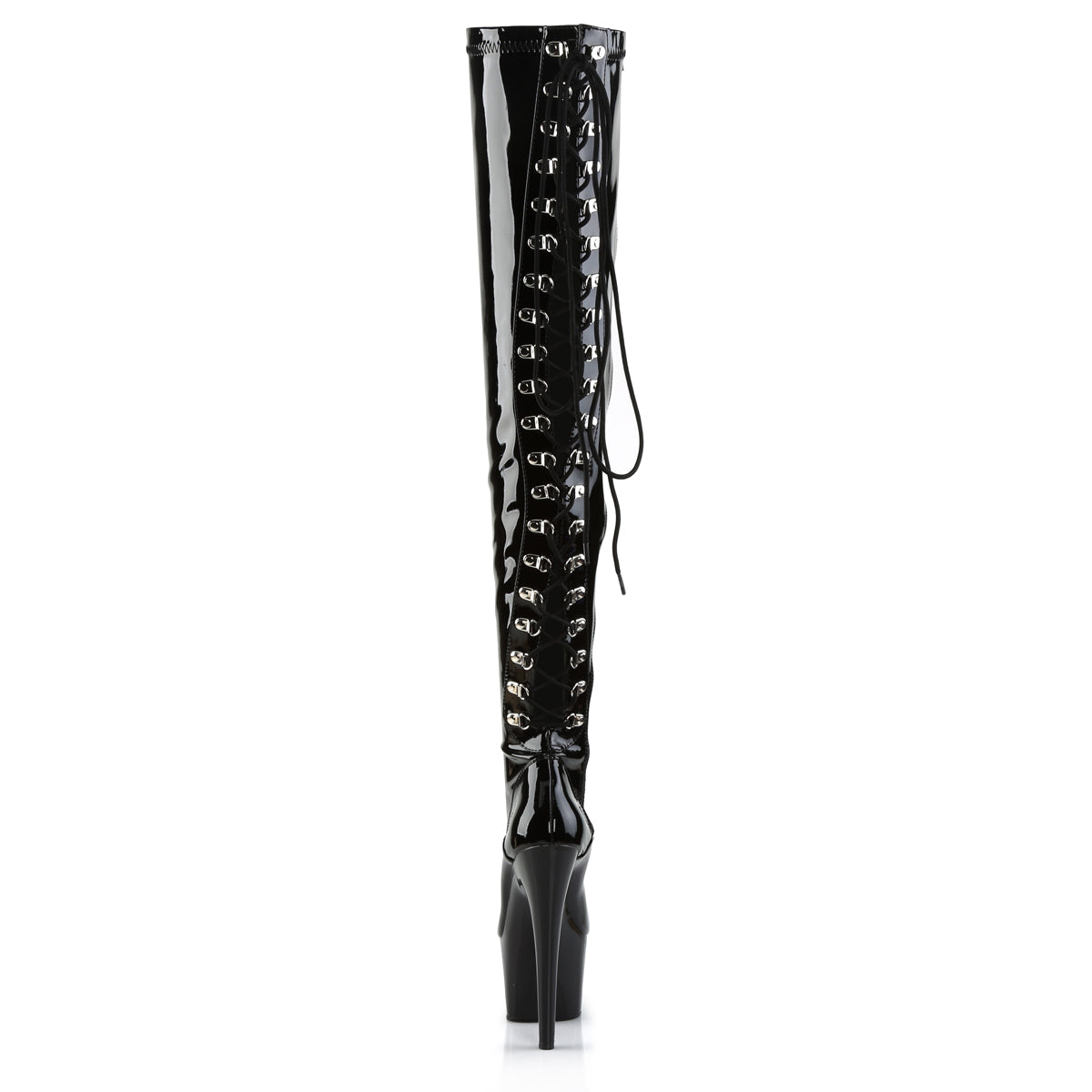 adore 3050 pleaser sexy 7 inch ribbon lace up side fetish platforms thigh high length boots
