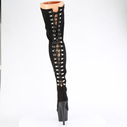 ADORE-3063 Pleaser 7 Inch Black Pole Dancing Thigh High Boots