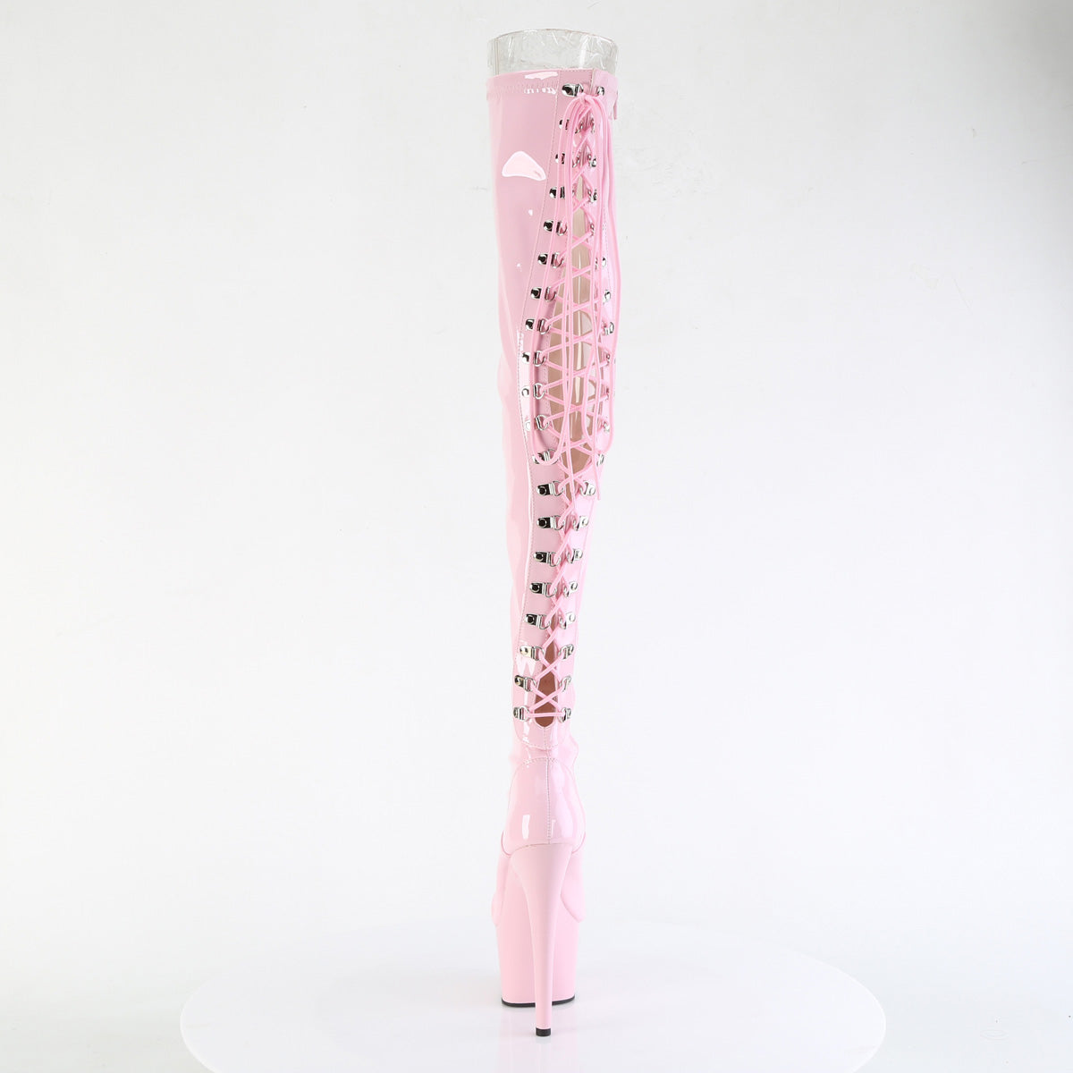 ADORE-3063 Pleaser Baby Pink Patent Exotic Dancing Thigh High Boots