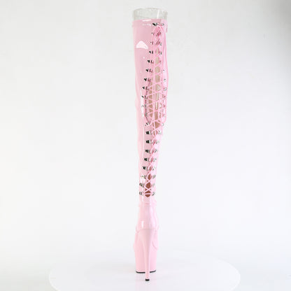 ADORE-3063 Pleaser Baby Pink Patent Exotic Dancing Thigh High Boots