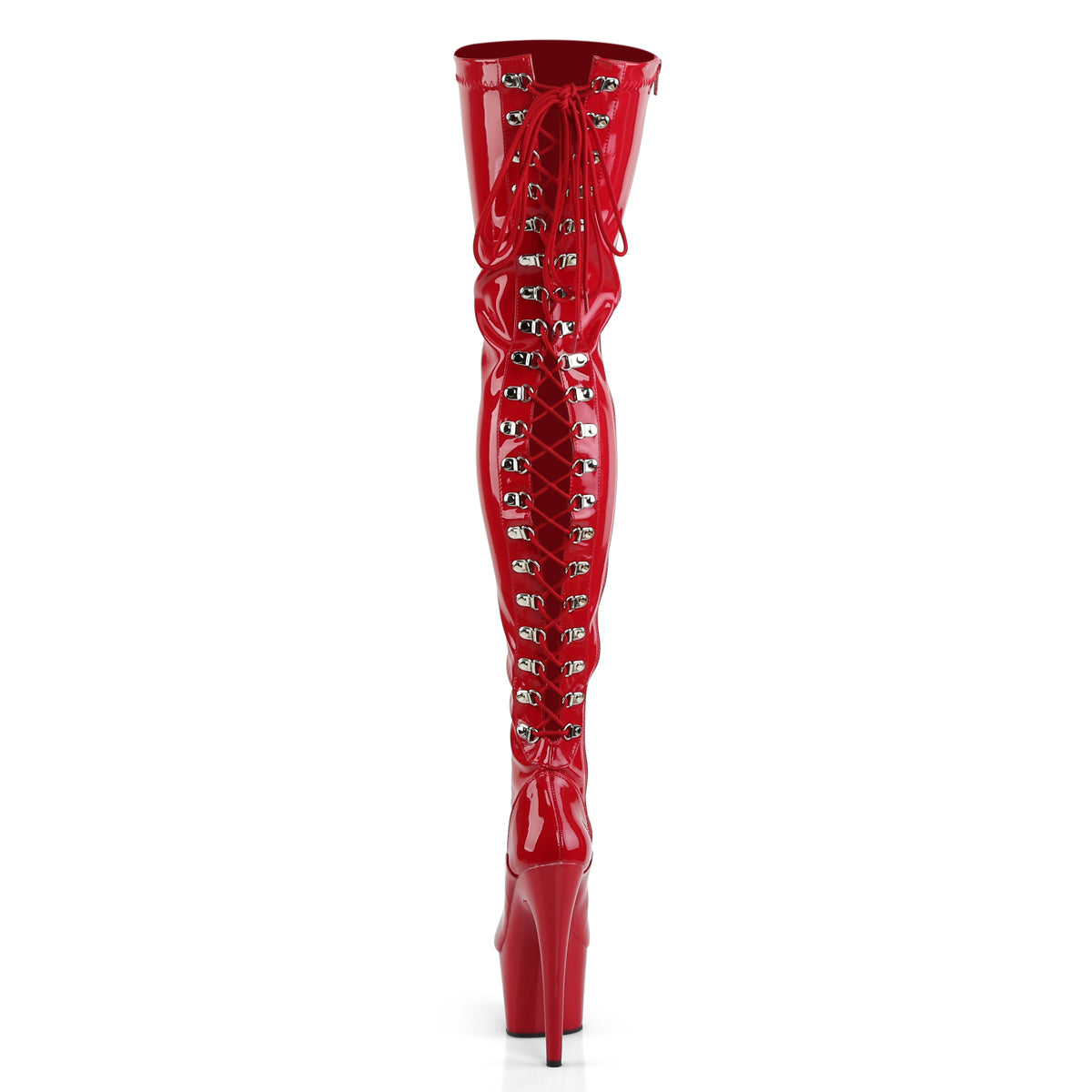 adore 3063 pleaser sexy shoes 7 inch rear lace up stretch platforms thigh high length boots side zip